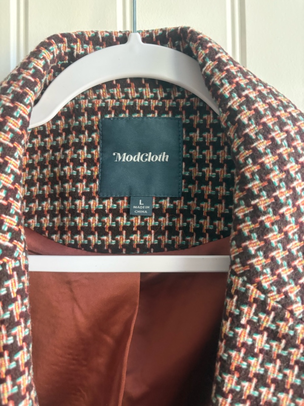 Modcloth Brown Houndstooth Blazer Jacket - Picture 4 of 7